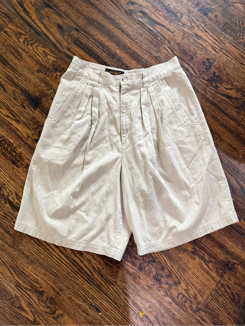 Eddie Bauer Vintage 90s Khaki Beige Chino Mom Safari Shorts - Womens Size 12